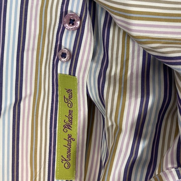 Robert Graham Long Sleeve Button Down Cotton Embroidered Striped Shirt Sz Lg - Picture 10 of 13